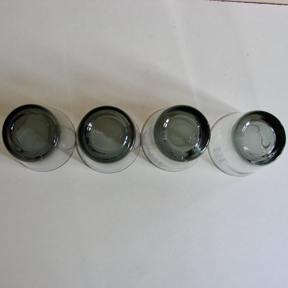 Vintage Set of 4 Bar Glasses Smoke Gray Purple Whiskey Lowball Monogrammed "W" - Picture 9 of 11